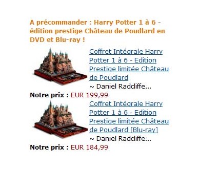 Coffret Intégrale Harry Potter : moins cher en Blu-Ray qu'en DVD !