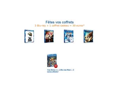 3 Blu-ray + 1 coffret cadeau = 30 € + Offre promo Toy Story 3