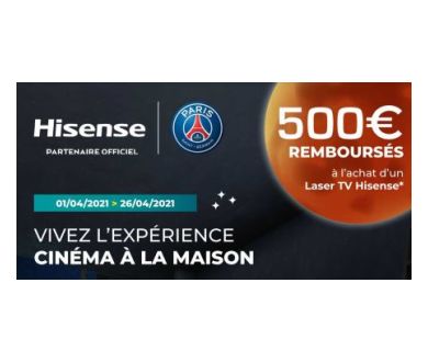 Hisense : Jusqu'à 500€ remboursés sur l'achat d'une TV jusqu'au 26 avril 2021