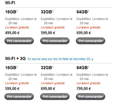 L’iPad : le 28 mai à partir de 499 euros