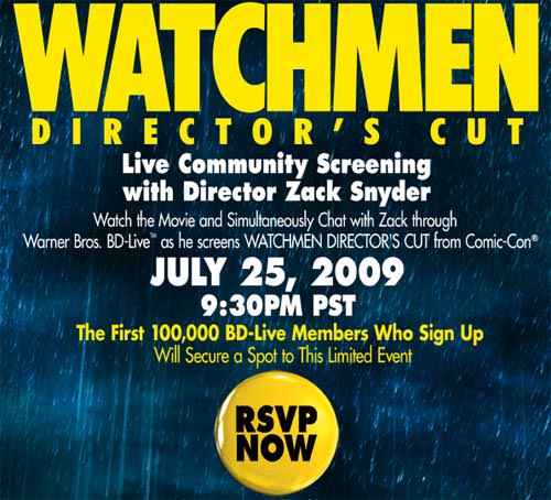 Watchmen en Blu-Ray : une projection spéciale avec Zack Snyder via BD-Live !